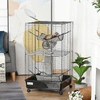 Small Animal Cage Rolling Big Ferret Cage (Option: Black 635x180x660 mm)