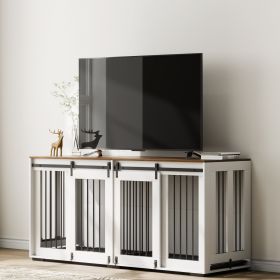 Dog Crate Furniture 72 In Indoor Wooden Dog Kennel With Tray Heavy Duty (Option: Multicolor)