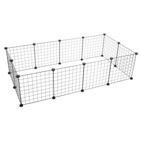 Pet Playpen, Small Animal Cage Indoor Portable Metal Wire Yard Fence For Small Animals, Guinea Pigs, Rabbits Kennel Crate Fence Tent (Option: Black)